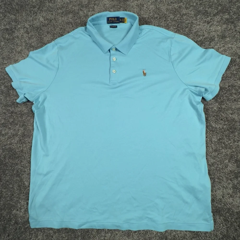 Polo Ralph Lauren Polo Shirt Mens XL Light Blue Flesh Pony Casual Short Sleeve